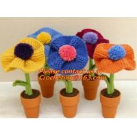 China Mannual Knitted Doll standing flower stuffed toysCrocheted Craft Crochet Animal Rabbit Toy factory