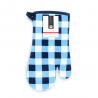 China Blue Check Print Canvas Poly Cotton Cheap Custom Microwave Glove Oven Mitt factory