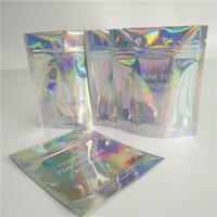 China Stand Up Cosmetic Pouch Makeup Bag Fashion Clear Shinny Bag Pouch Holographic Hologram Cosmetic Bags factory
