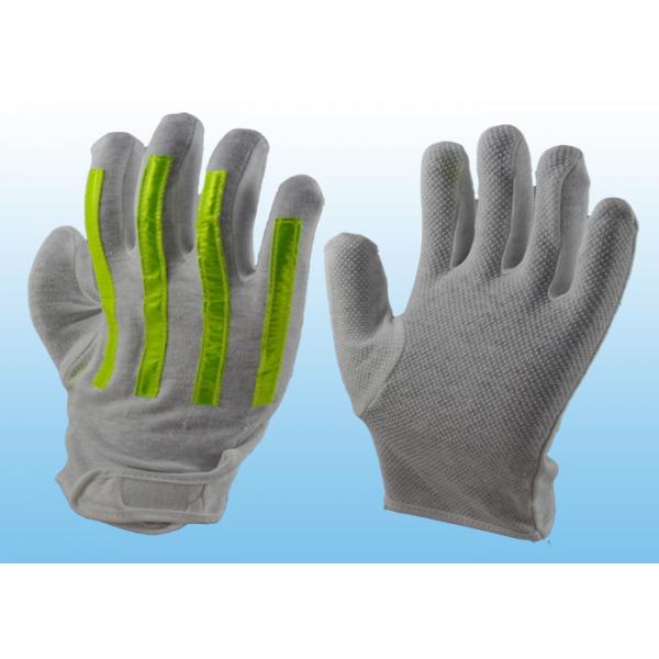 Quality Interlock Finger Reflective Gloves For Directing Traffic , Cotton Hand Gloves Velcro Type for sale