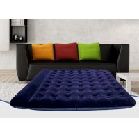 China Foldable PVC Single Flocked Airbed Dark Blue Double Inflatable Mattress Built In Pillow factory