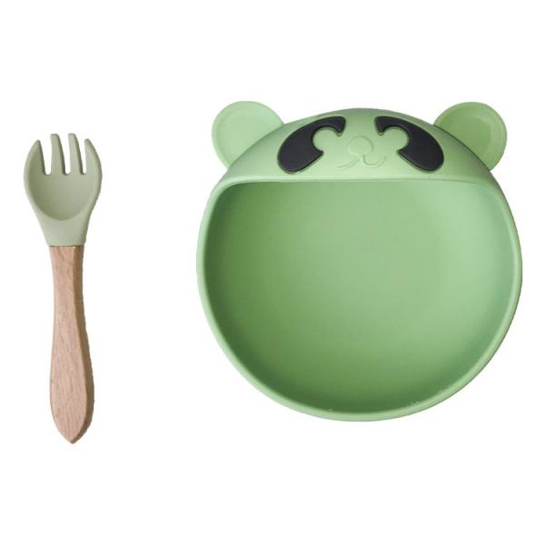 Quality ODM Silicone Baby Tray Bear Shape Feeding Suction Bowl And Spoon Microwave Safe for sale