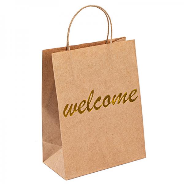Quality Takeaway Kraft Handle Paper Bags Compostable With 10kg Capacity for sale
