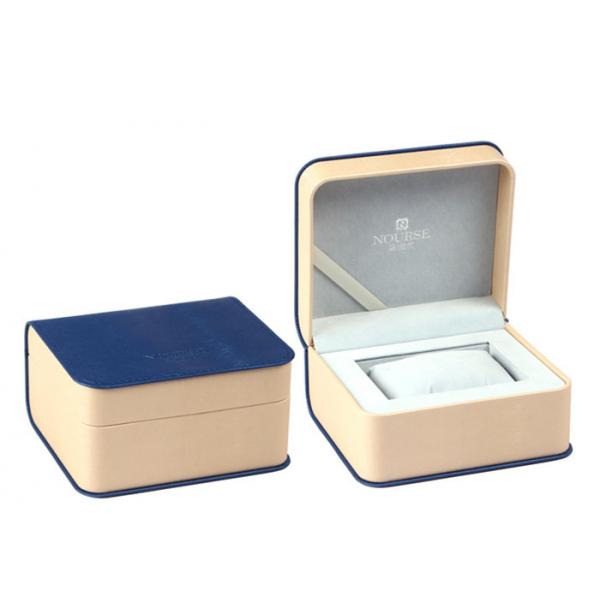 Quality Blue Leather Twist Single Watch Box Ribbon Material Custom Logo Color High Grade for sale