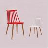 China High Back Plastic Dining Chairs Arc Design With Wood Print Transfer Iron Legs factory