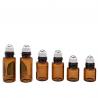 China Plastic Cap 10ml Amber Glass Roller Bottles For Essential Oils Refillable factory