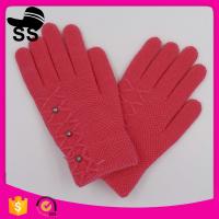 China 90%Acrylic 5%Spandex 5%Conductive fiber 2017 New Design Beaded Soft Candy Color Sweet Kids Winter Knitting Gloves for sale