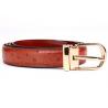 China 1” Wide Womens Genuine Leather Belt / Embossed Ostrich Grain Dress Belt factory