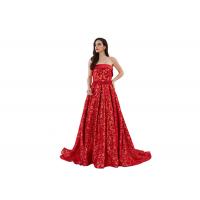 China Sequin Strapless Arabic Long Mermaid Wedding Dress Red Color Customized Size factory