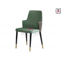 Quality Green Color Eco-leather Upholstered Hotel Restaurant Chairs with Solid Wood Legs for sale
