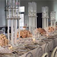 China ZT-062 Chic 4 pcs different size white stem crystal pillar candle holder for decor wedding centerpieces factory