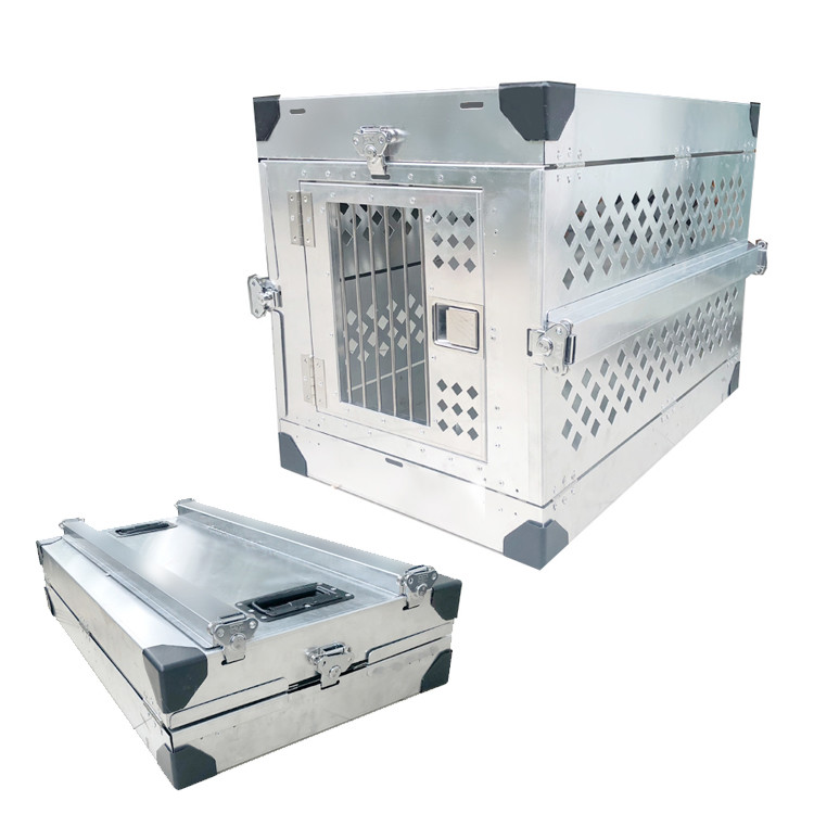 China Collapsible Aluminum Single Dog Box With Heavy Duty Slam Latch Lock System for sale