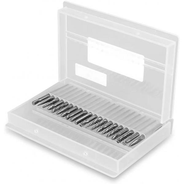 Quality 20PC Double Cut Carbide Burr Set - 0.118" (3mm) Shank, Rotary Tool Cutting Burrs for sale
