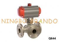 China L T Pattern 3 Way Pneumatic Flanged Ball Valve Stainless Steel factory