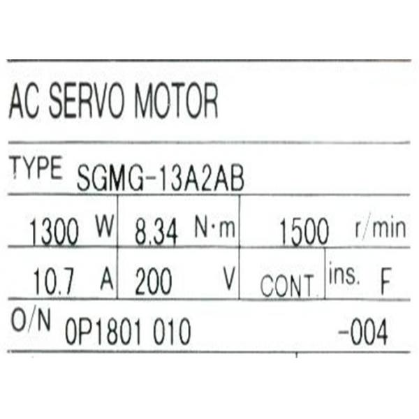 Quality Electric Yaskawa AC Servo Motor SGMG-13A2AB 8.34NM 1.3KW 1500RPM 10.7AMP for sale