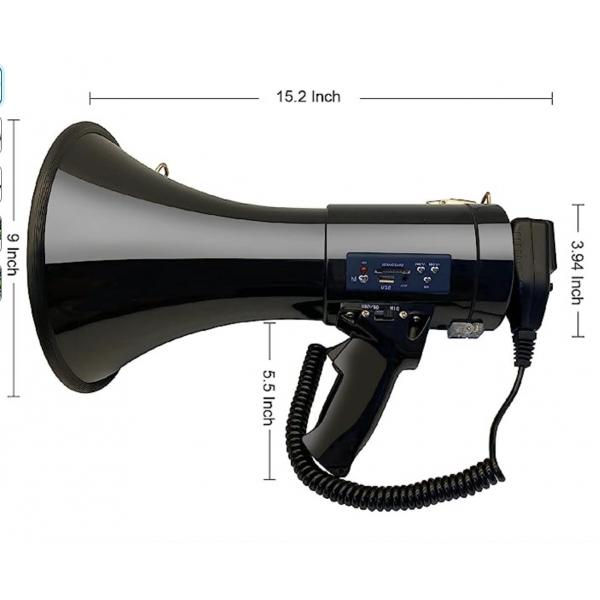 Quality Music 50W Portable Battery Operated Bullhorn Megaphone For Transport Co for sale
