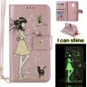 China MOTO G4 Play  Luminous 3D Girl pattern leather Case with Cash Slots Stand Wristlet Strap factory