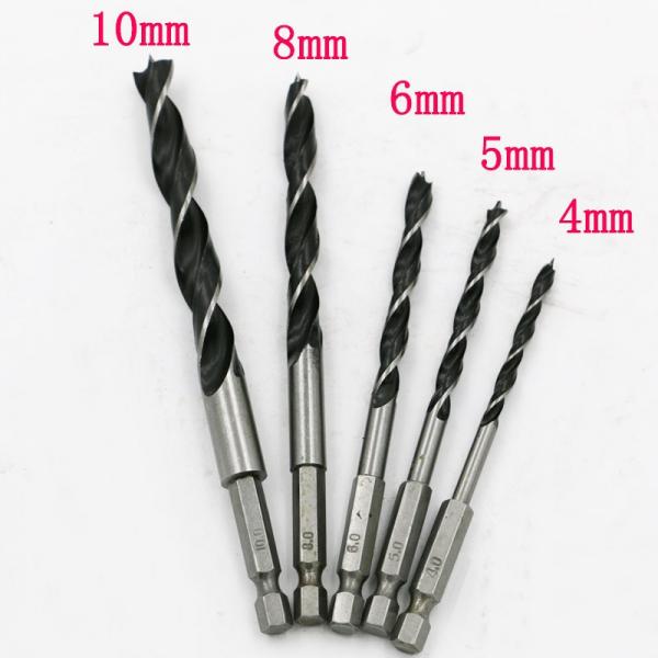 Quality High Carbon Steel Wood Drill Bits , Hex Shank Brad Point Drill Bits for sale