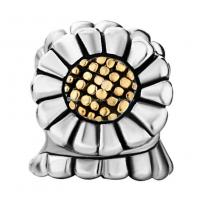 China Rhodium Gold Plating Large Hole Sunflower European Charm Bead Fits Pandora Bracelet for sale