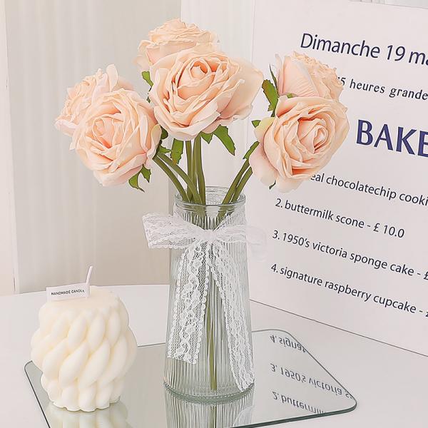 Quality Fake Plastic Lychee Rose Flower Pink For Bedroom Dining Tabletop for sale