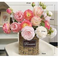 China Flexible Silk Peony Artificial Silk Flowers Champagne Pink White factory