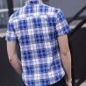 China Slim Fit Checkered Pattern Mens Casual Dress Shirts Short Sleeve Fast Drying factory