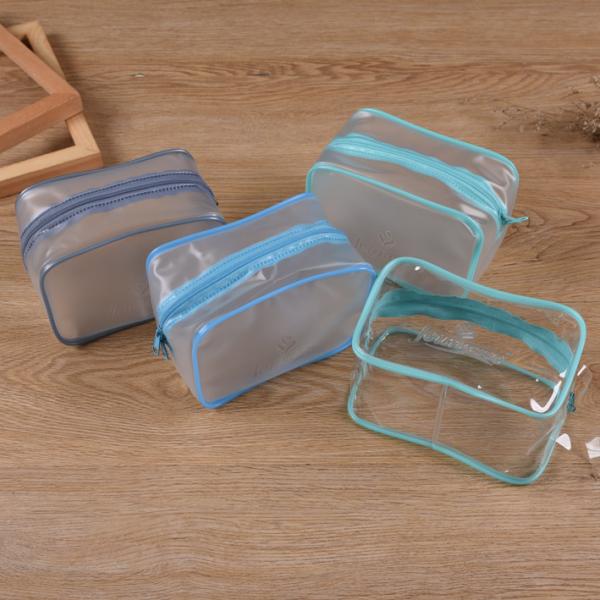 Quality Large Double Zipper Cosmetic Bag Pouches Clear Holographic Laser PVC TPU Lady for sale