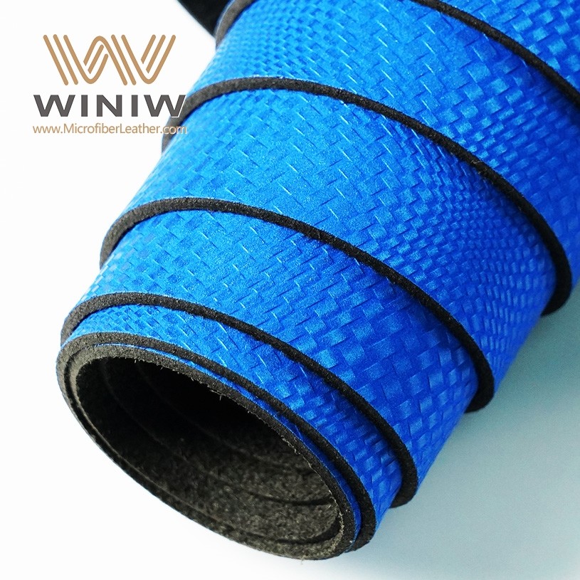 China 0.8mm Blue Artificial Vegan Leather Micro PU Upper Material For Shoe factory