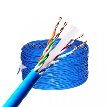 Quality Efficient Blue 1000ft Cat7 Cable Roll Cat5e Lan Cable Roll With Shaft for sale