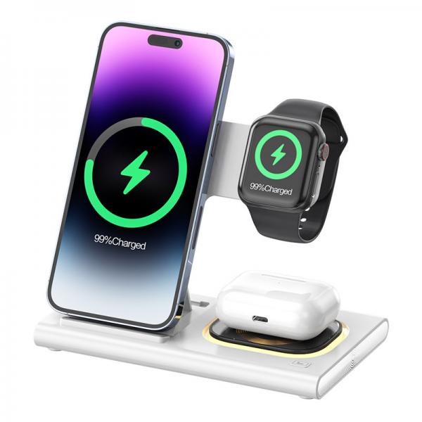 Quality Fast Foldable 3 In 1 Wireless Charger 15W For Phone Watch Earphone for sale