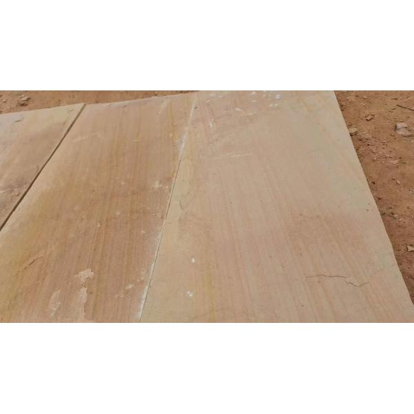 Quality Natural Yellow Wood Veins Sandstone Wall Cladding With Split Face for sale