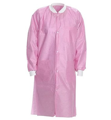 Quality 45gsm Disposable Lab Gown , Non Woven Lab Coat With 3 Pockets for sale