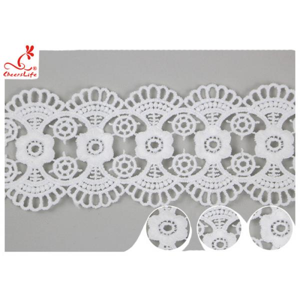 Quality DTM Embroidered Floral Guipure Water Soluble Lace Trim Pass SGS Certificate for sale