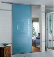 China Blue Tempered Glass Door , Tempered Glass Toilet Door No holes factory