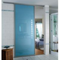 China Blue Tempered Glass Door , Tempered Glass Toilet Door No holes for sale