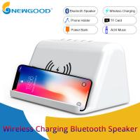 China 2019 Wireless Charging Phone Holder Portable Bluetooth Hifi Speaker with Power Bank for Sports,Video Entertainment Watch factory
