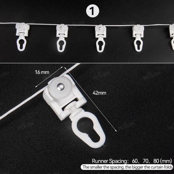 Quality Heavy Duty Ripple Fold Curtain Track Runner 60/70/80mm Track Hooks for sale