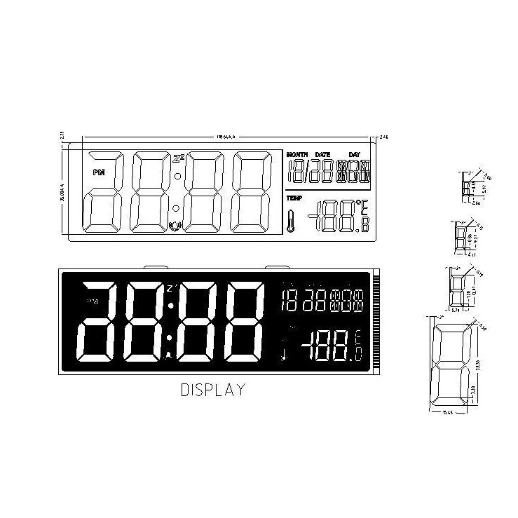 China Pin Connector HTN LCD Screen LCD Digit Calendar Clock Display for sale