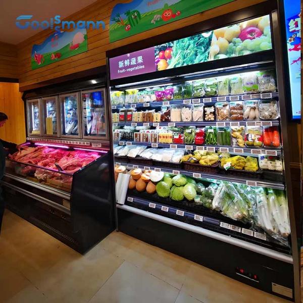 Quality 2 - 8 ℃ Refrigerated Open Display Chiller Beverage Case Cabinet Freezer for sale