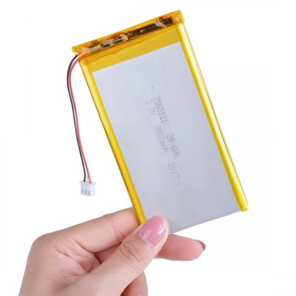 Quality Lithium Ion Polymer Rechargeable Lipo Battery Pack 7565121 3.7V 8000mAh for sale