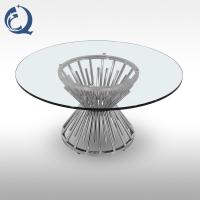 China Chrome Wire SS Round Glass Top Coffee Table Glam Cocktail Table factory