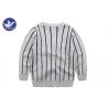 China Vertical Stripes Grey Navy Boys Knitted Cardigan Sweaters / Double Layer Kids Knitwear factory