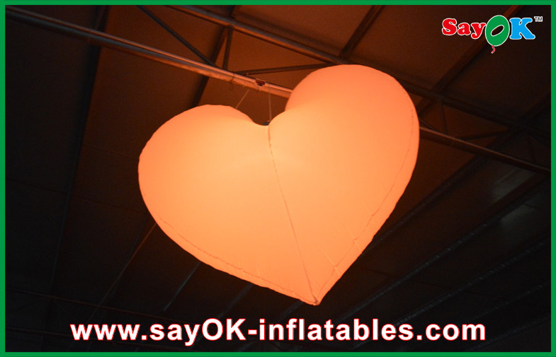 China Orange / Red Led Inflatable Light Hanging Heart For Christmas Decoration for sale