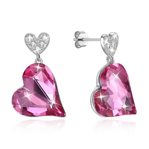 Quality 0.98x0.55in Sterling Silver Heart Earrings for sale