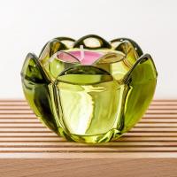 Quality Lotus Tealight Votive Color Glass Candle Holder Machine Pressed 7cm Height for sale