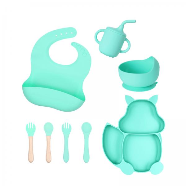 Quality Reusable Silicone Baby Feeding Set Tasteless , BPA Free Weaning Silicone Set 8 Pcs for sale