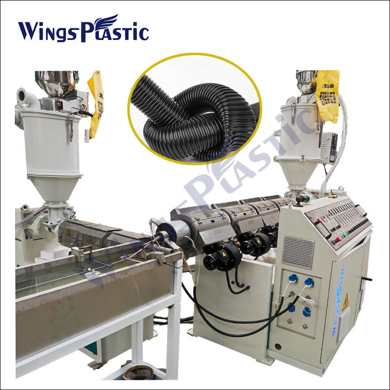 China Plastic EVA LDPE Vacuum Cleaner Hose Pipe Extrusion Machine Flexible Corrugated Pipe factory