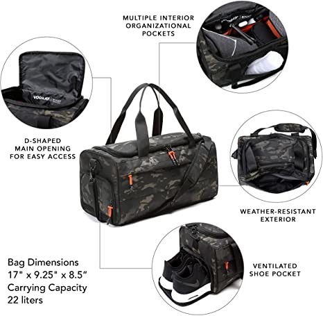 Quality Overnight Water Resistant Gym Bag With Shoe Compartment 22L for sale