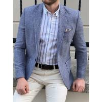 China Slim Fit Self Patterned Blue Business Casual Blazer Outfit factory