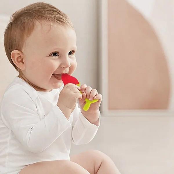 Quality Flexible Soft Fruit Shape Silicone Teether Toy Portable Washable for sale